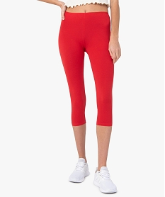 legging femme court en coton stretch rouge leggings et jeggingsF551101_1