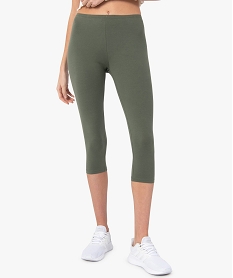 GEMO Legging femme court en coton stretch Vert