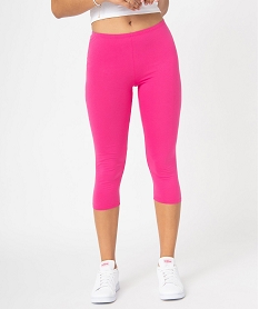 GEMO Legging femme court en coton stretch Rose