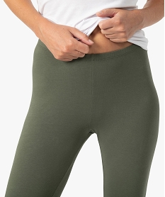 legging uni en coton extensible femme vert leggings et jeggingsF551501_2