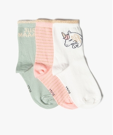 chaussettes fille avec motifs licorne (lot de 3) roseF552401_1