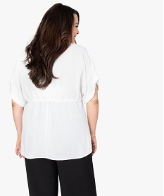 chemise femme grande taille avec col dentelle et ceinture blanc chemisiers et blousesF553001_3