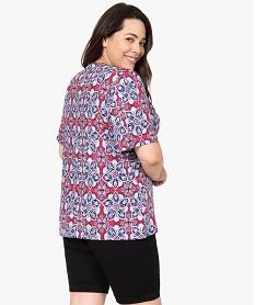 tee-shirt femme grande taille a motifs fleuris et col v smocke imprimeF553101_3