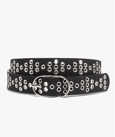 GEMO Ceinture femme avec oillets métalliques et boucle ovale Noir