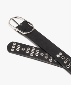 ceinture femme avec oillets metalliques et boucle ovale noirF555201_2