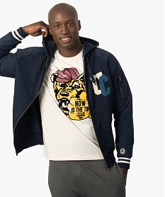GEMO Sweat homme zippé à capuche – Camps United violet chine