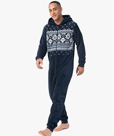 combinaison pyjama homme avec capuche ourson bleuF557001_2