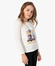 GEMO Tee-shirt fille avec motif La Reine des Neiges- Disney Beige