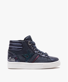GEMO Baskets fille mid-cut zippées à paillettes – Lulu Castagnette Bleu