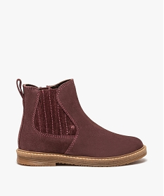 GEMO Boots fille zippées dessus cuir retourné style chelsea Rouge
