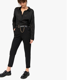 GEMO Pantalon femme en toile coupe large Noir