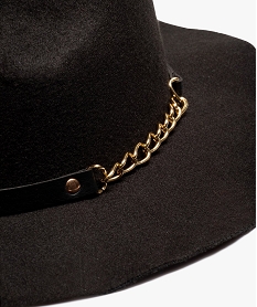 chapeau femme en feutrine avec galon en chaine doree noirF560701_2