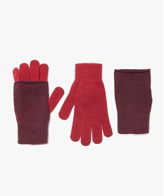 GEMO Gants femme avec mitaine 3-en-1 Rouge