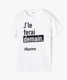 GEMO Tee-shirt garçon à manches courtes à message Blanc