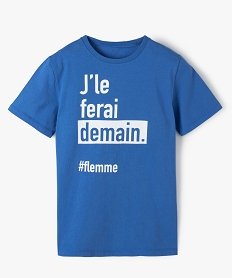 GEMO Tee-shirt garçon à manches courtes à message Bleu