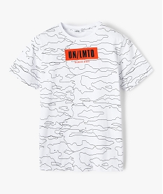 GEMO Tee-shirt garçon bicolore à manches courtes blanc standard