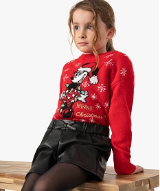 pull de noel fille avec motif minnie - disney rougeF562101_1