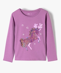 GEMO Tee-shirt fille avec motif de Noël en sequins réversibles Violet