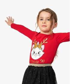 GEMO Tee-shirt fille à manches longues thème Noël - Disney Rouge