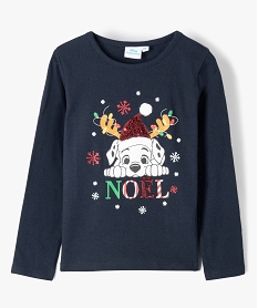 GEMO Tee-shirt fille à manches longues thème Noël - Disney Bleu