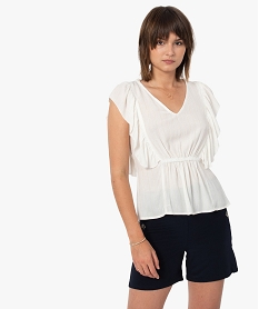 GEMO Blouse femme sans manches à fines rayures dorées Beige