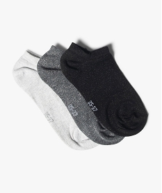 GEMO Chaussettes femme ultra-courtes pailletées (lot de 3 paires) Noir