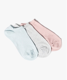 GEMO Chaussettes femme ultra-courtes pailletées (lot de 3 paires) Rose