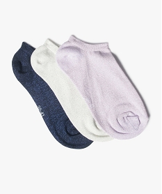 GEMO Chaussettes femme ultra-courtes pailletées (lot de 3 paires) Bleu