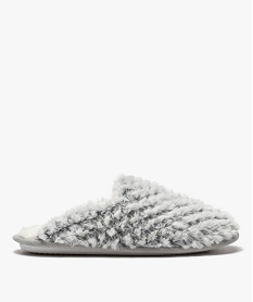 GEMO Chaussons femme mules plates en textile peluche gris standard
