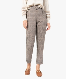 GEMO Pantalon femme Prince de Galles à fines paillettes Gris