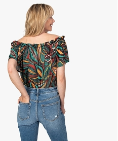 tee-shirt femme imprime avec large col fronce imprime debardeursF567301_3
