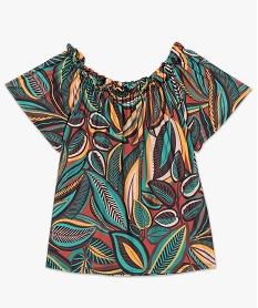tee-shirt femme imprime avec large col fronce imprimeF567301_4