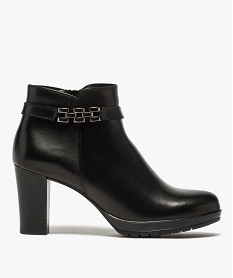 GEMO Boots femme unies à talon haut et bride décorative noir standard