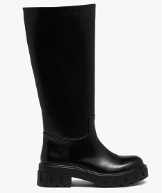 GEMO Bottes femme unies à talon large et semelle chunky Noir