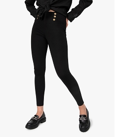 leggings femme avec boutons fantaisie a la taille noir leggings et jeggingsF568201_1