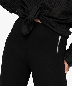 leggings femme avec zip decoratifs sur lavant noirF568301_2