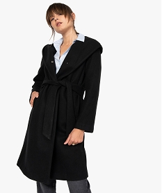manteau femme avec grand col et capuche noirF569201_1