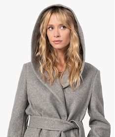 GEMO Manteau femme avec grand col et capuche Gris