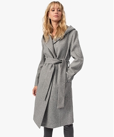 manteau femme avec grand col et capuche grisF569401_2