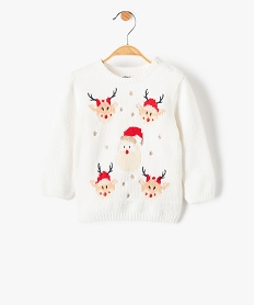 pull de noel bebe fille en maille chenille beige pullsF570001_1