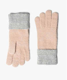 gants femme avec poignets contrastant et lisere paillete roseF571201_1