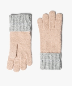 GEMO Gants femme avec poignets contrastant et liseré pailleté Rose