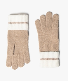 gants femme avec poignets contrastant et lisere paillete beigeF571301_1