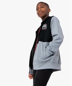 GEMO Sweat garçon zippé à capuche intérieur velours Gris