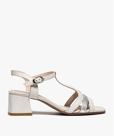GEMO Sandales femme en cuir à talon carré – Pierre Cardin blanc standard