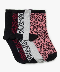 GEMO Chaussettes fille imprimées tige haute (lot de 5) noir standard