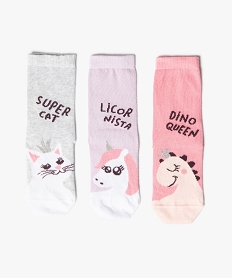 GEMO Chaussettes fille à tige haute imprimé fantaisie (lot de 3) Multicolore