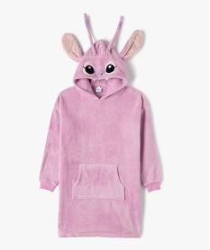 GEMO Chemise de nuit fille en maille peluche avec capuche animée - Lilo et Stitch Rose
