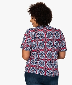 tee-shirt femme grande taille a motifs fleuris et col v smocke imprimeF575001_3
