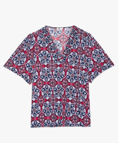 tee-shirt femme grande taille a motifs fleuris et col v smocke imprimeF575001_4